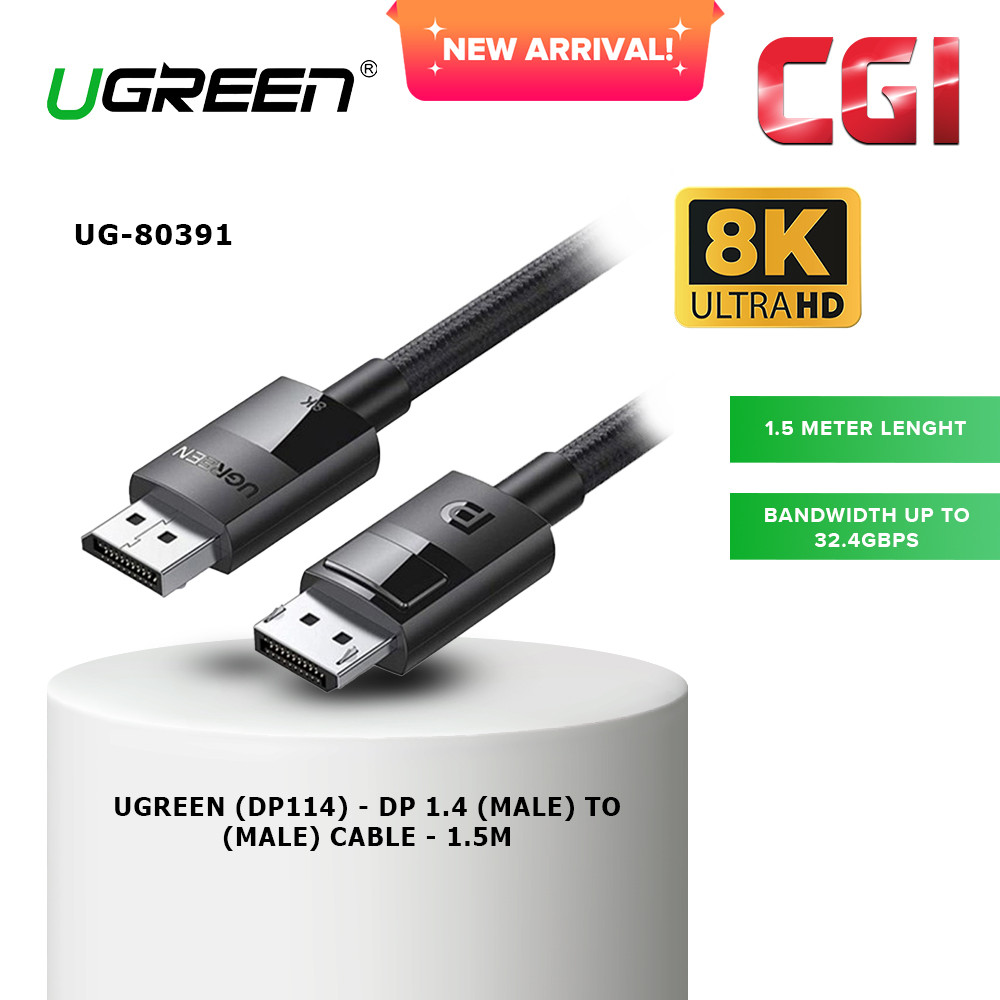 UGREEN (DP114) 80391 Display Ports 1.4 Male to Male Cable (1.5M)