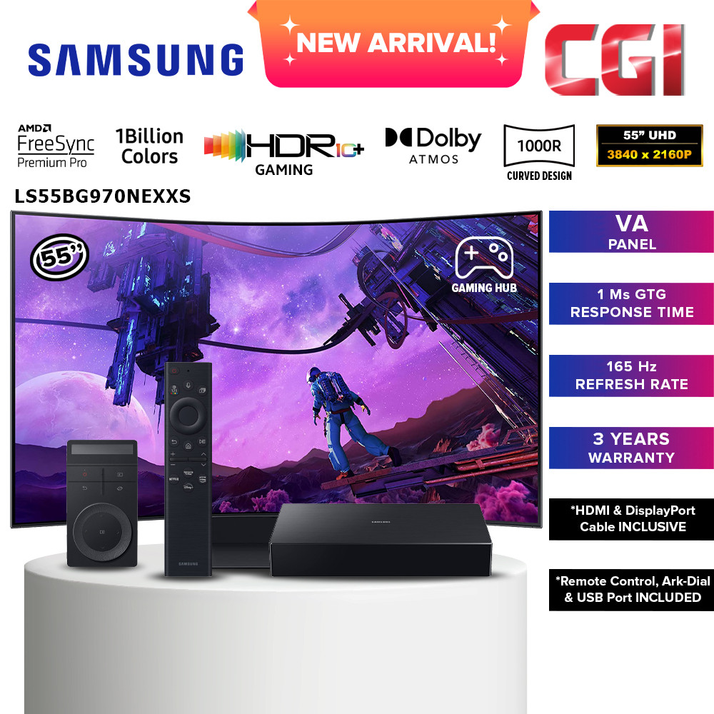 Samsung 55" Odyssey Ark LS55BG970NEXXS 4K HDR10+ 165Hz 1ms Freesync Premium Pro Quantum HDR2000 Ergonomic Curved Gaming Monitor
