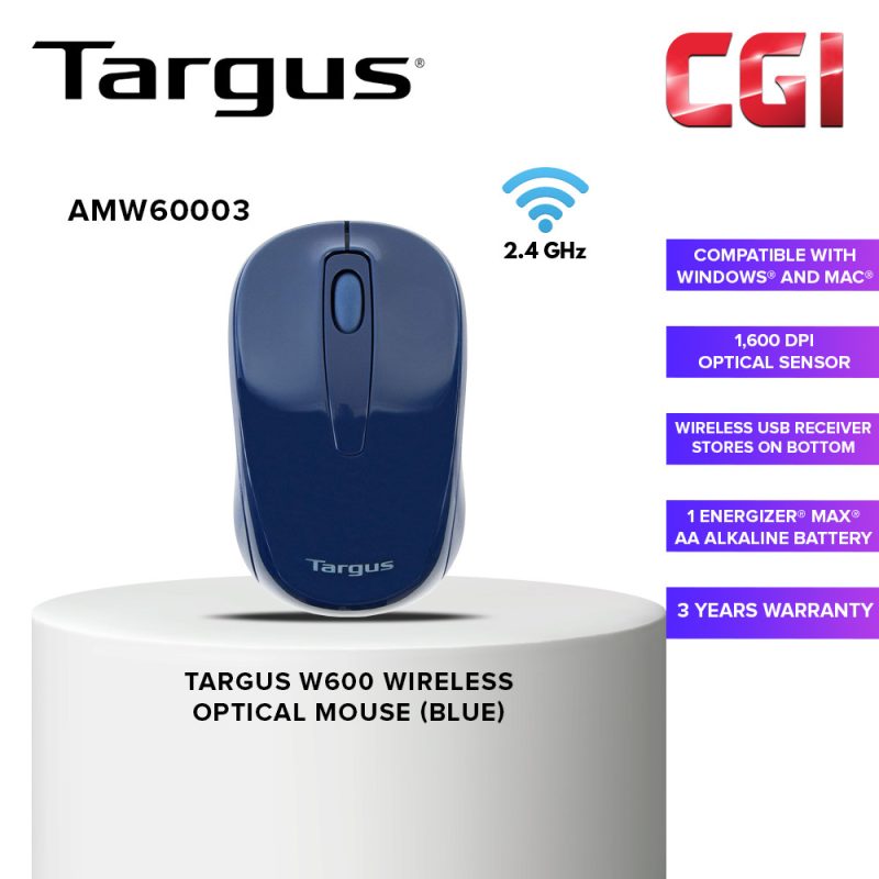 Targus W600 Wireless Optical Mouse - Blue (AMW60003)
