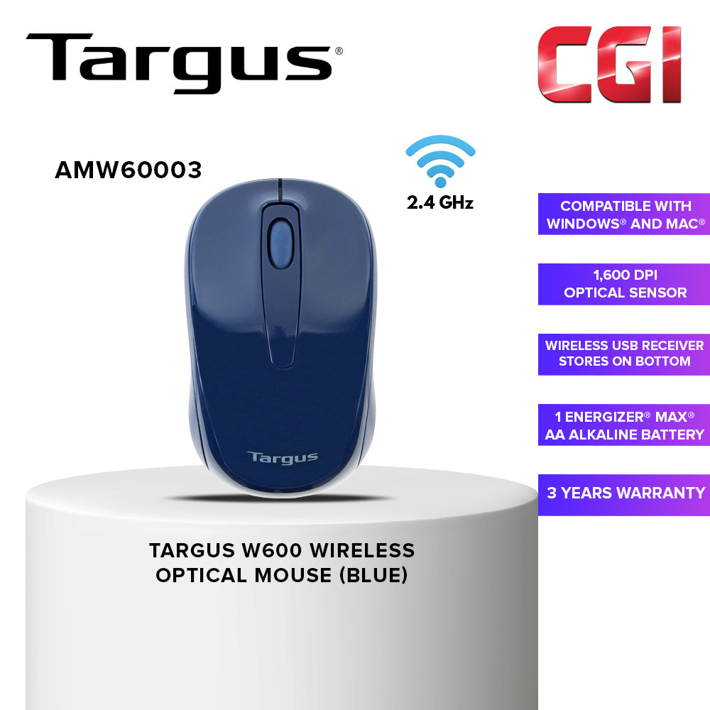 Targus W600 Wireless Optical Mouse - Blue (AMW60003)