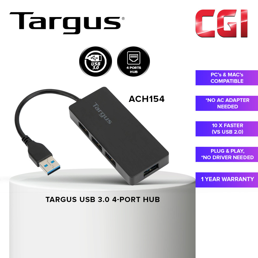 Targus ACH154 USB 3.0 4 Ports High-Speed USB Hub
