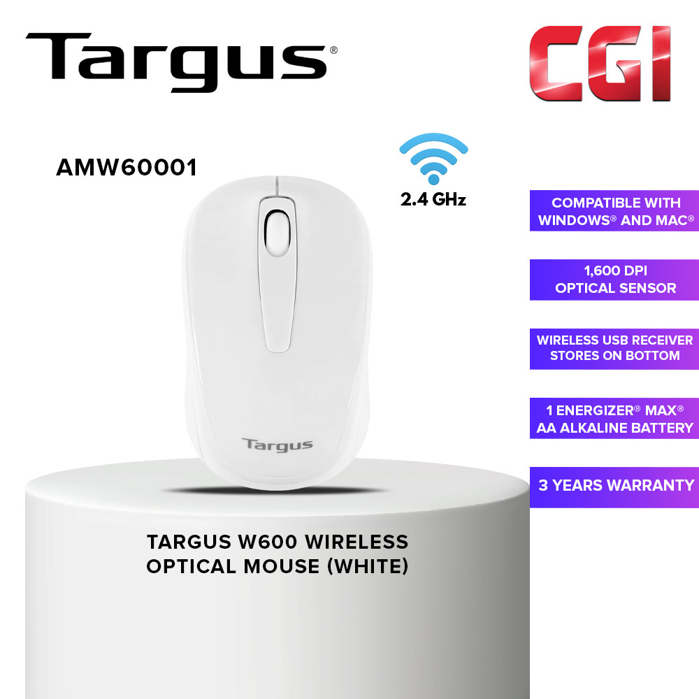 Targus W600 Wireless Optical Mouse - White (AMW60001)