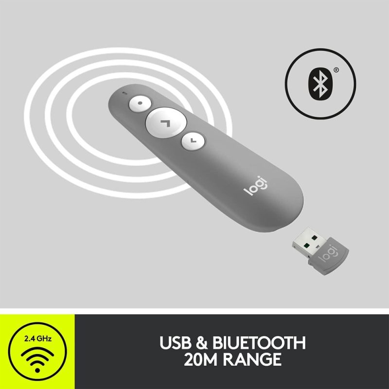 Logitech R500s Laser Presentation Remote with Red Laser Pointer - 910-006522 (Mid Grey)