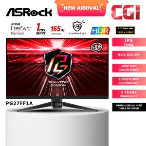 Asrock 27" PG27FF1A Phantom Gaming IPS FHD 165Hz 1ms Freesync Premium Ergonomic Gaming Monitor