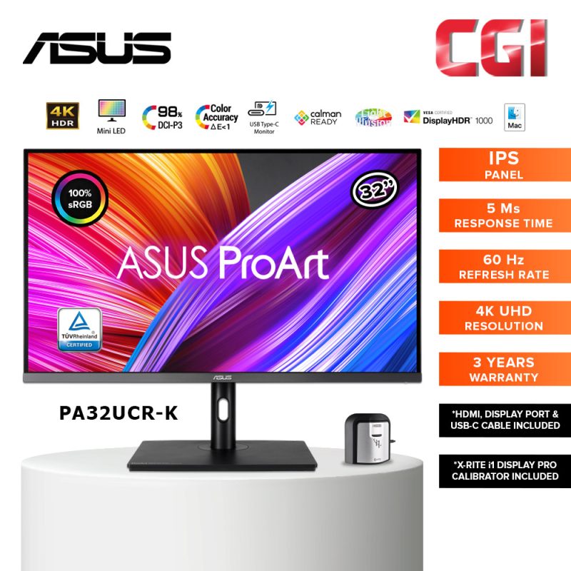 Asus 32" PA32UCR-K 5ms 4K UHD HDR 10 IPS ProArt Professional Monitor