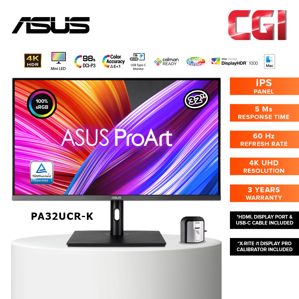 Asus 32" PA32UCR-K 5ms 4K UHD HDR 10 IPS ProArt Professional Monitor