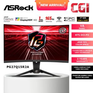 Asrock 27" PG27Q15R2A Phantom Gaming VA QHD 165Hz 1ms HDR400 Freesync Premium Curved Gaming Monitor