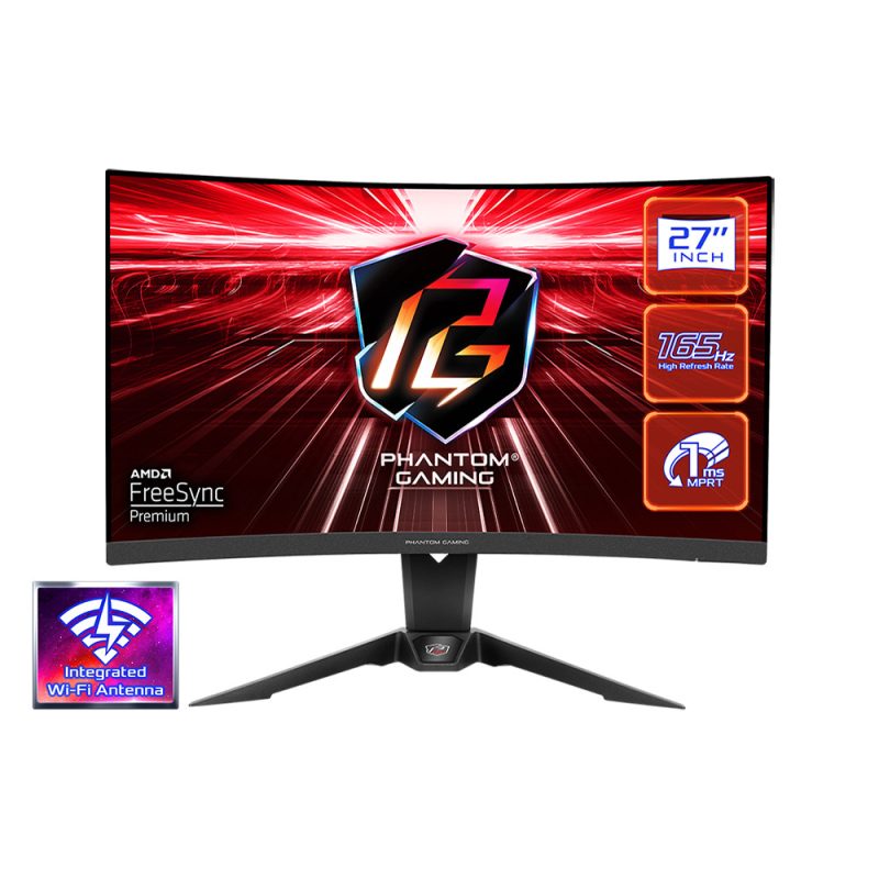 Asrock 27" PG27Q15R2A Phantom Gaming VA QHD 165Hz 1ms HDR400 Freesync Premium Curved Gaming Monitor