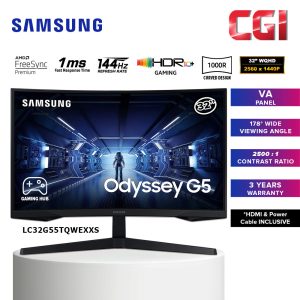 Samsung 32" Odyssey G55T LC32G55TQWEXXS VA WQHD 144Hz 1ms HDR10 Freesync Premium Curved Gaming Monitor