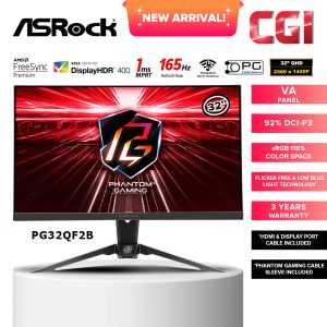 Asrock 31.5" Phantom Gaming PG32QF2B VA QHD 165Hz 1ms HDR400 Freesync Ergonomic Gaming Monitor