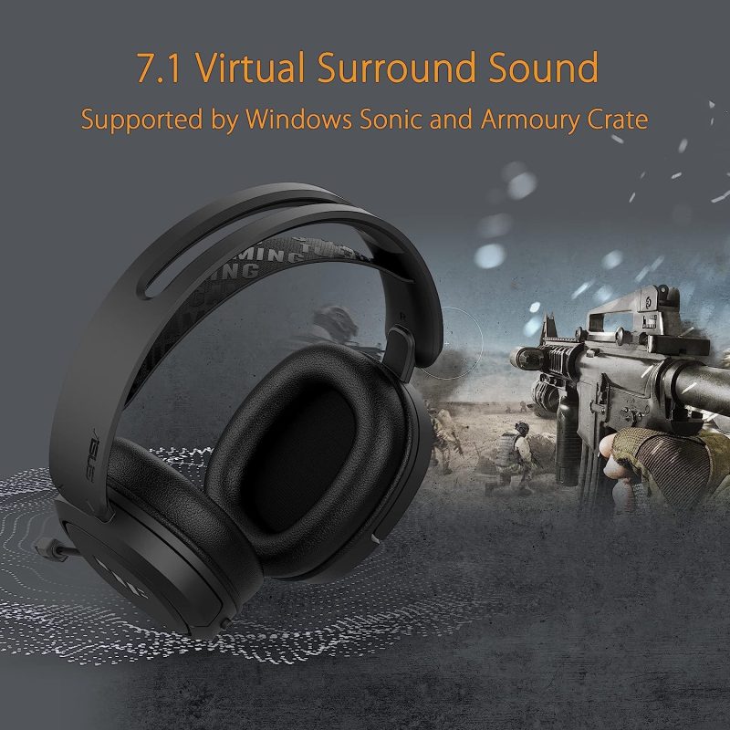 Asus TUF Gaming H1 2.4GHz 7.1 Surround Sound USB-C Dongle Lightweight Wireless Headset