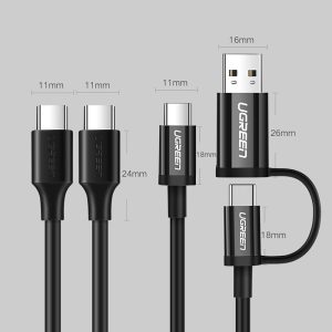 Ugreen (US286) 50998 Type C to Type C Nickel Plating Cable (1.5M) - Black