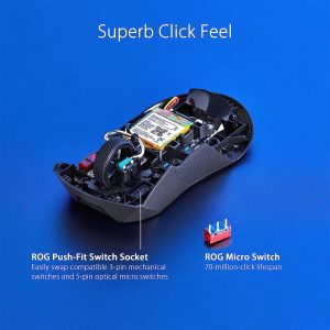 Asus P709 ROG Keris Wireless AimPoint 36,000DPI SpeedNova Tri-mode Lightweight Gaming Mouse