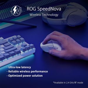Asus P711 ROG Gladius III Wireless AimPoint 36,000DPI SpeedNova Tri-mode Lightweight Gaming Mouse - Moonlight White
