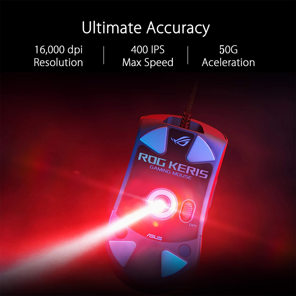 Asus P509 ROG Keris 16,000 DPI Lightweight Paracord Aura Sync FPS Wired ...
