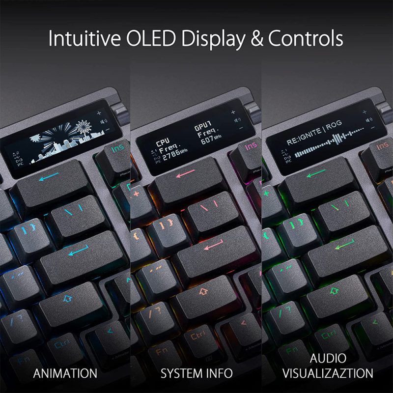 Asus M701 ROG Azoth OLED Display SpeedNova NX Mechanical Gaming Keyboard - Red Switch