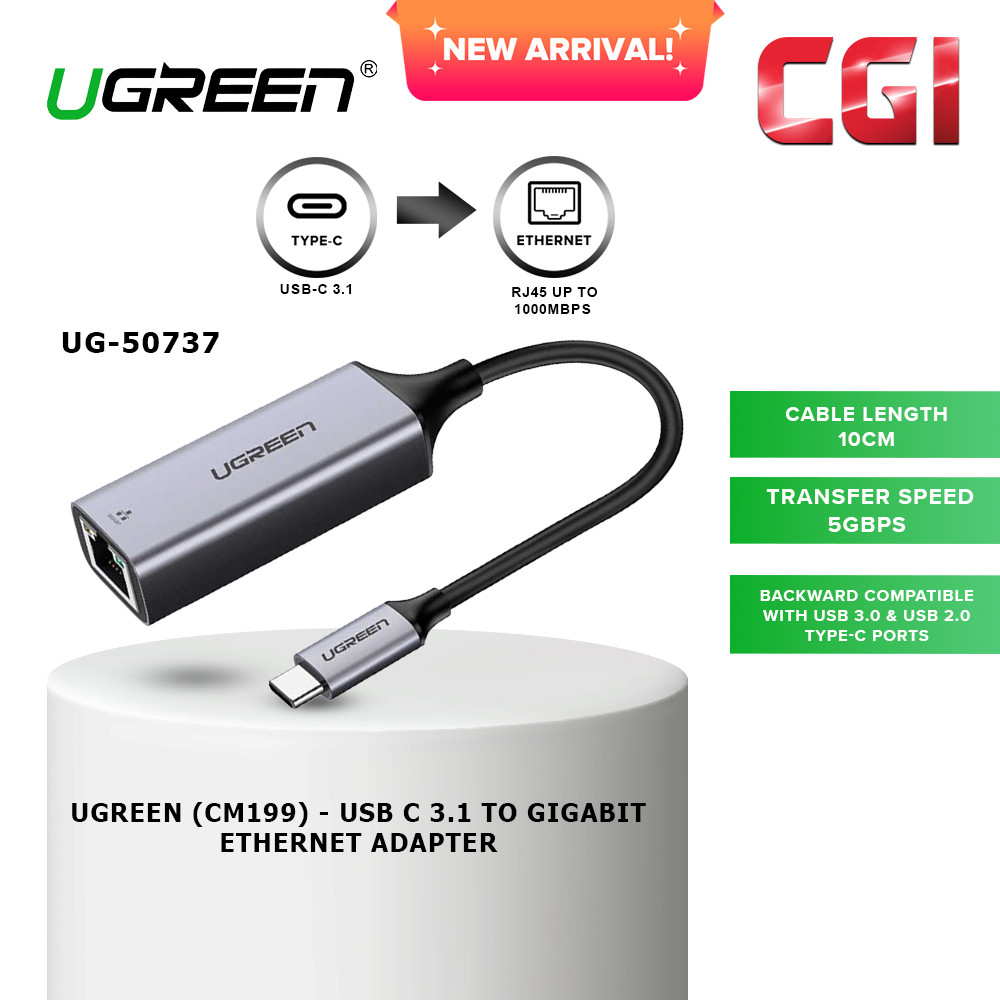 UGREEN (CM199) 50737 USB C 3.1 to Gigabit Ethernet Adapter