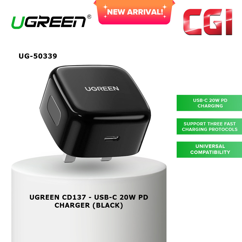 Ugreen (CD137) 50339 USB-C 20W PD Charger -  Black