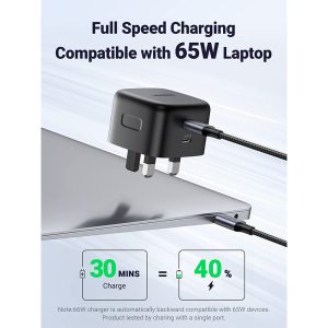 UGREEN (CD216) 70868 PD 65W USB C 2 Ports Gan Tech Charger - Black