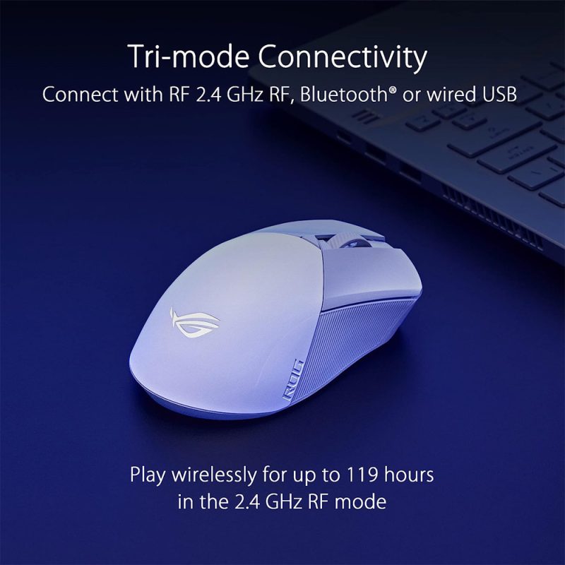 Asus P711 ROG Gladius III Wireless AimPoint 36,000DPI SpeedNova Tri-mode Lightweight Gaming Mouse - Moonlight White