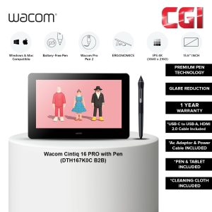 Wacom Cintiq Pro 16 15.6" DTH167K0C 4K UHD IPS Pen Tablet