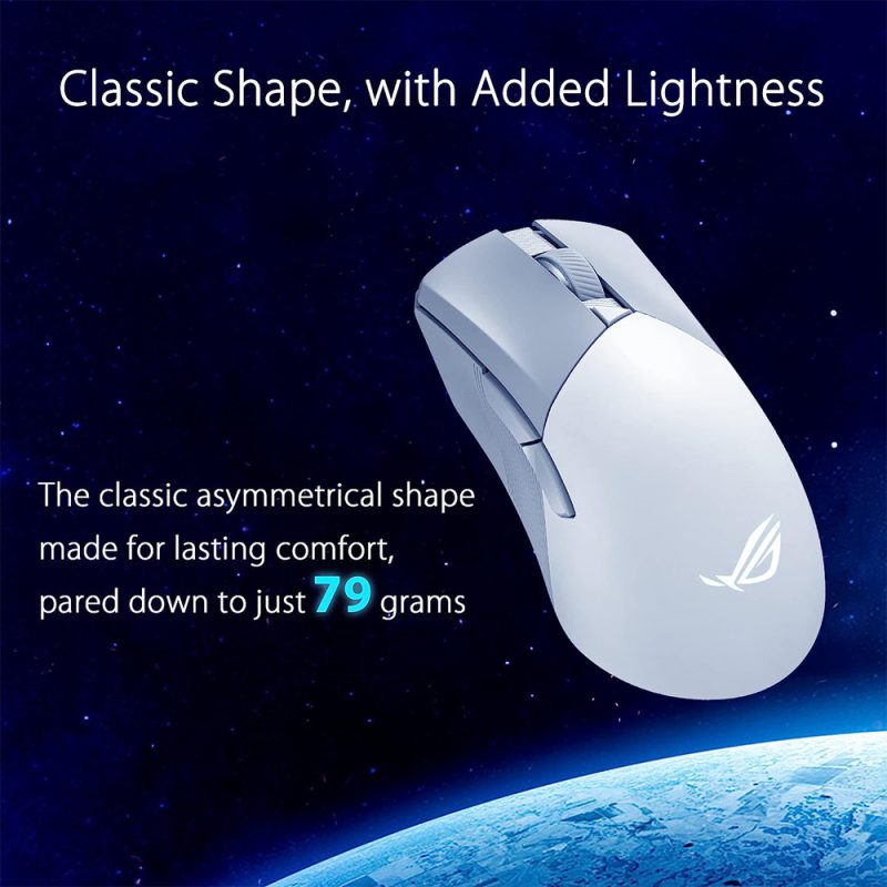 Asus P711 ROG Gladius III Wireless AimPoint 36,000DPI SpeedNova Tri-mode Lightweight Gaming Mouse - Moonlight White