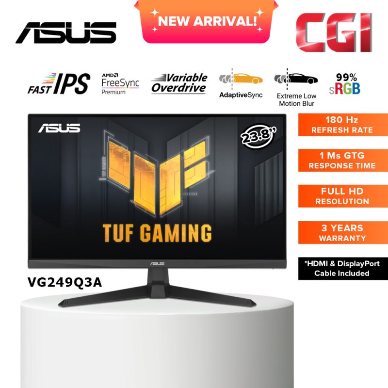 Asus 24" VG249Q3A TUF Gaming Fast IPS FHD 180Hz 1ms Freesync Premium Adaptive Sync Gaming Monitor