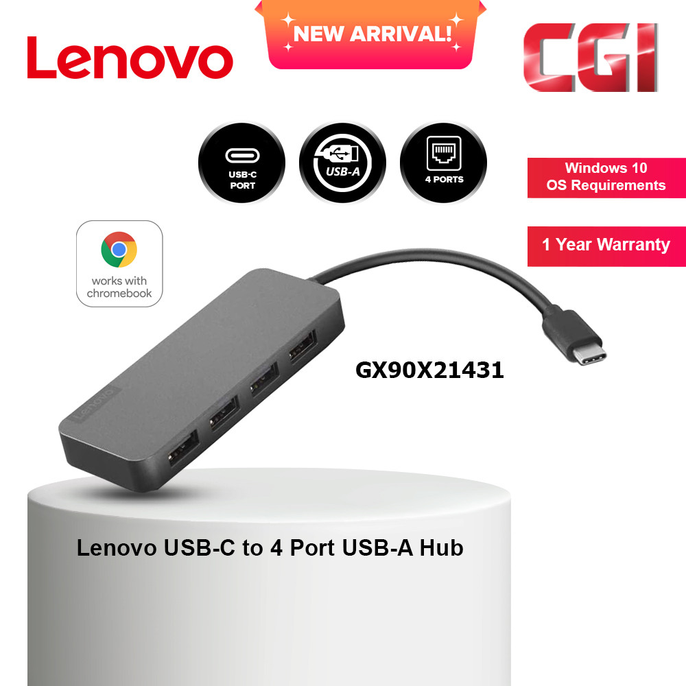 Lenovo USB-C to 4 Port USB-A Hub - GX90X21431