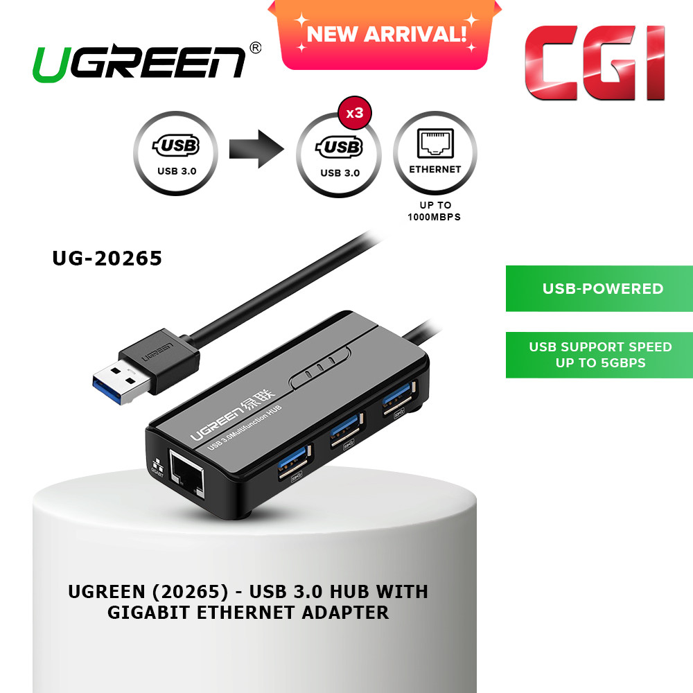 Ugreen 20265 USB 2.0 Hub with Gigabit Ethernet Adapter
