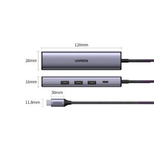 Ugreen (CM475) 20932 - USB-C To Gigabit Ethernet  c/w3 USB-A & USB-C PD