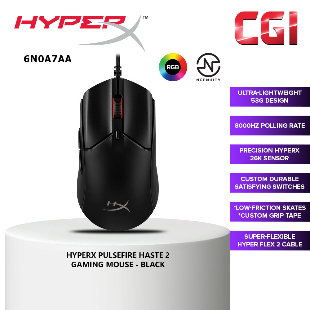 HyperX Pulsefire Haste 2 Ultra-lightweight Wired Gaming Mouse - Black (6N0A7AA)