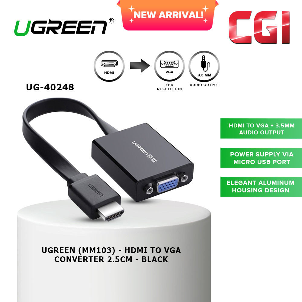 Ugreen (MM103) 40248 HDMI To VGA Converter (2M) - Black