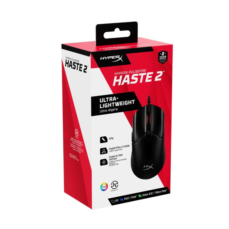 HyperX Pulsefire Haste 2 Ultra-lightweight Wired Gaming Mouse - Black (6N0A7AA)