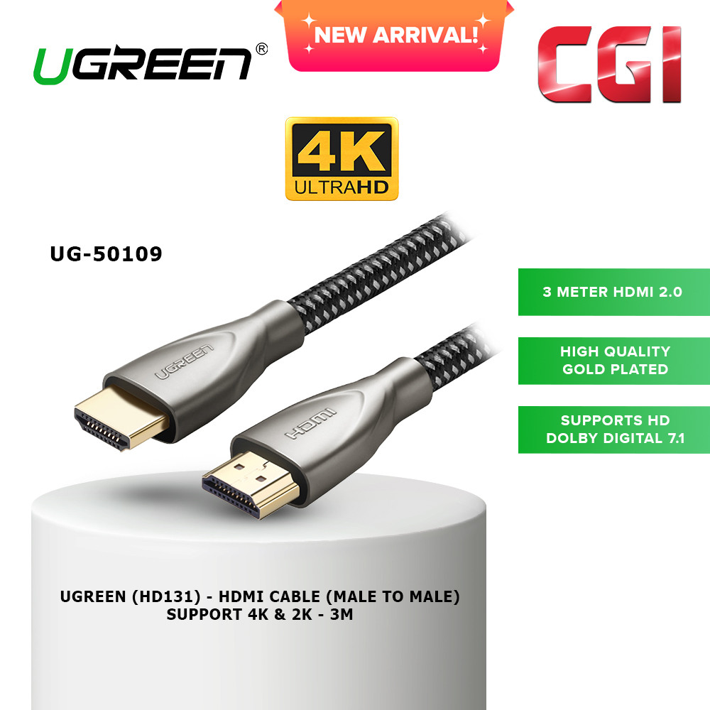 Ugreen (HD131) 50109 4K HDMI Male to Male Cable (3M)