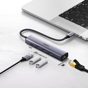 Ugreen (CM475) 20932 - USB-C To Gigabit Ethernet  c/w3 USB-A & USB-C PD