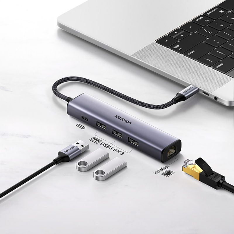 Ugreen (CM475) 20932 - USB-C To Gigabit Ethernet  c/w3 USB-A & USB-C PD