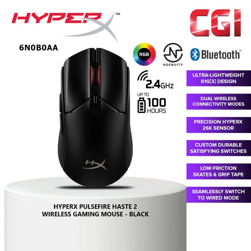HyperX Pulsefire Haste 2 Wireless Ultra-Lightweight Gaming Mouse - Black (6N0B0AA)