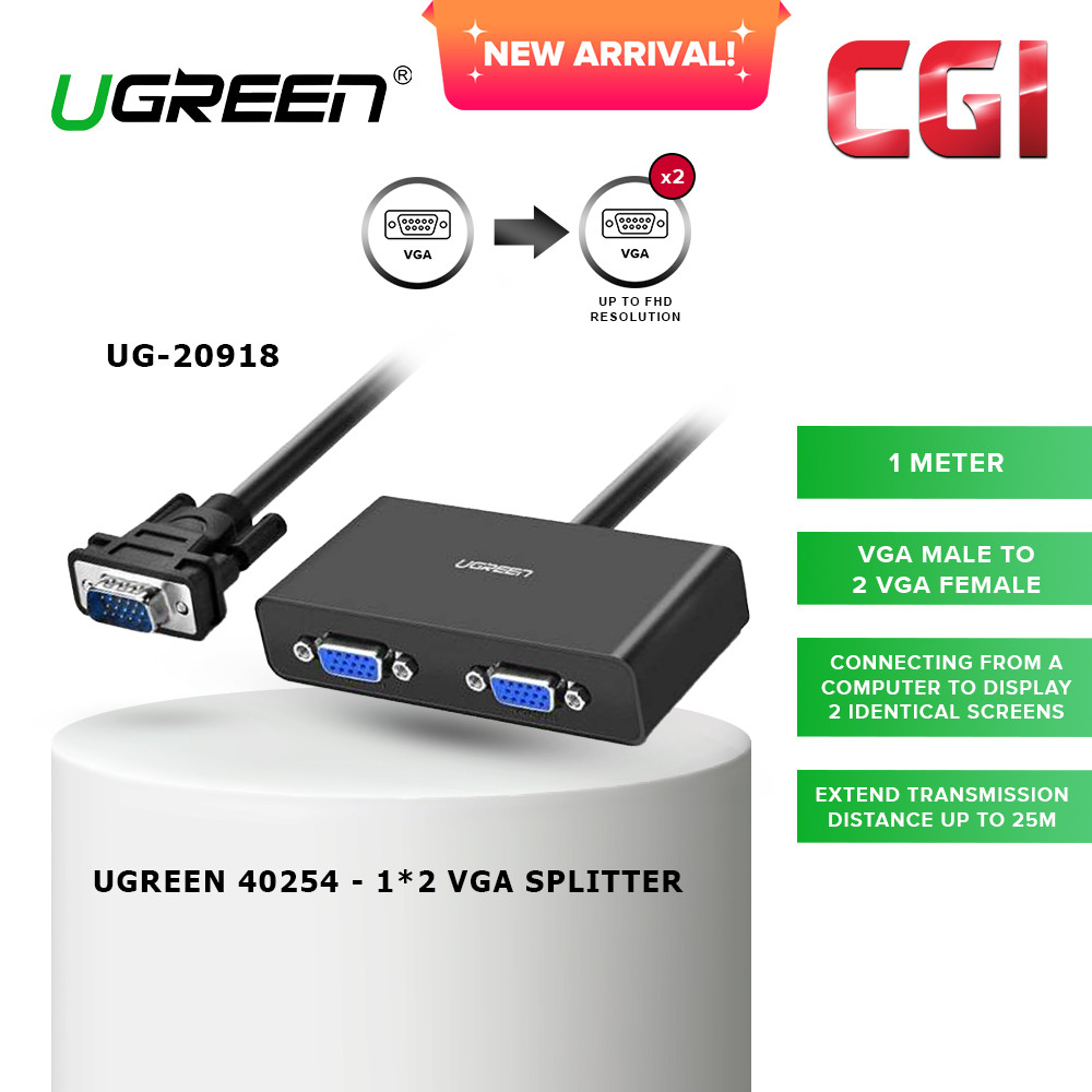 Ugreen (40254) 20918- 1 to 2 FHD VGA Splitter Cable