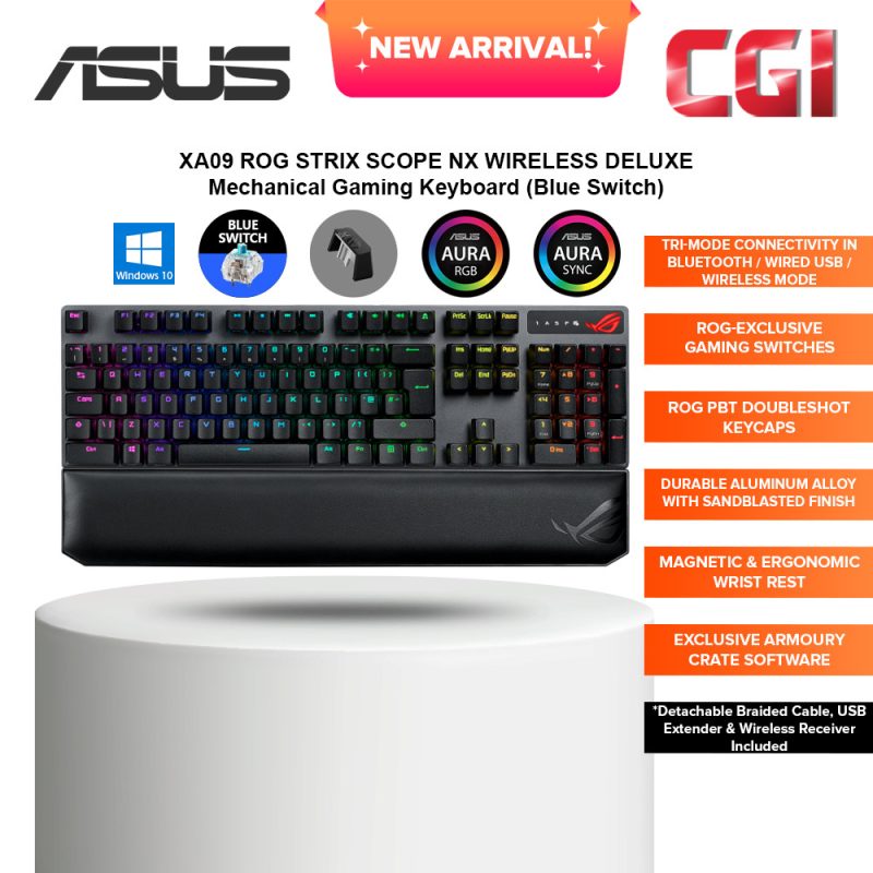 Asus XA09 ROG Strix Scope NX Wireless Deluxe Gaming Mechanical Keyboard - Blue Switch