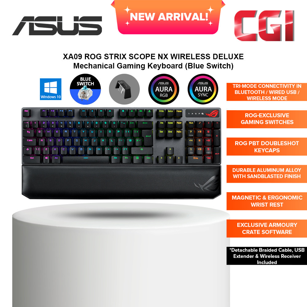 Asus XA09 ROG Strix Scope NX Wireless Deluxe Gaming Mechanical Keyboard - Blue Switch