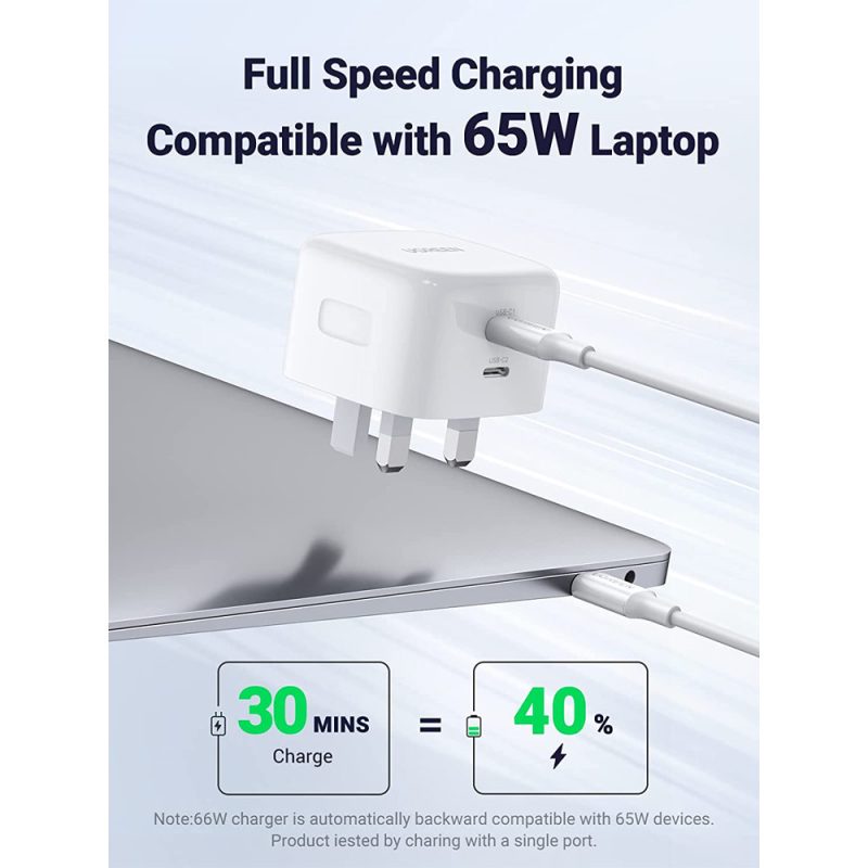 Ugreen (CD216) 60623 Gan Tech 65W PD USB-C Charger - White