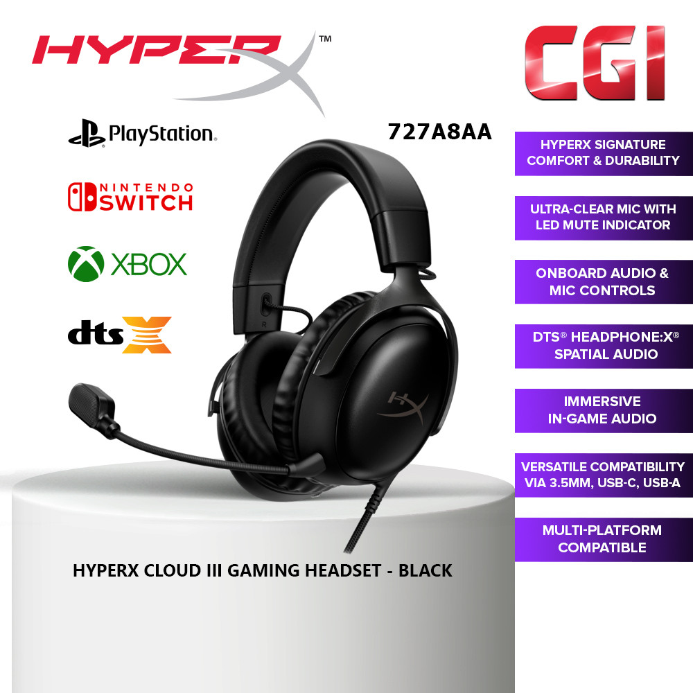 HyperX Cloud III DTS X-Spatial Audio Wired Gaming Headset - 727A8AA (Black)