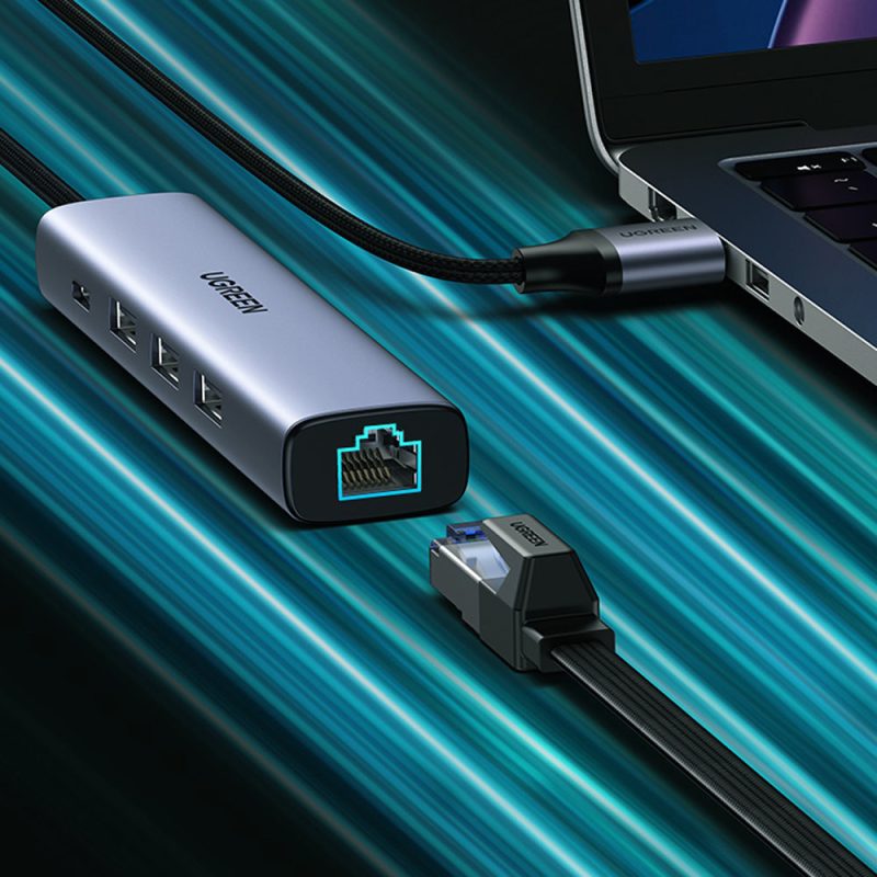 Ugreen (CM475) 20932 - USB-C To Gigabit Ethernet  c/w3 USB-A & USB-C PD