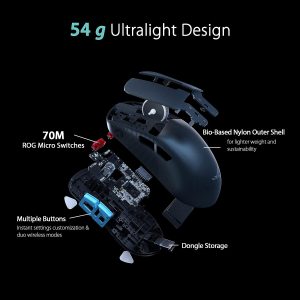 Asus P713 ROG Harpe Ace Aim Lab Edition Tri-Mode Aimpoint SpeedNova Ultra-Lightweight Wireless Gaming Mouse-Black