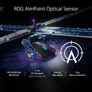 Asus P713 ROG Harpe Ace Aim Lab Edition Tri-Mode Aimpoint SpeedNova Ultra-Lightweight Wireless Gaming Mouse-Black
