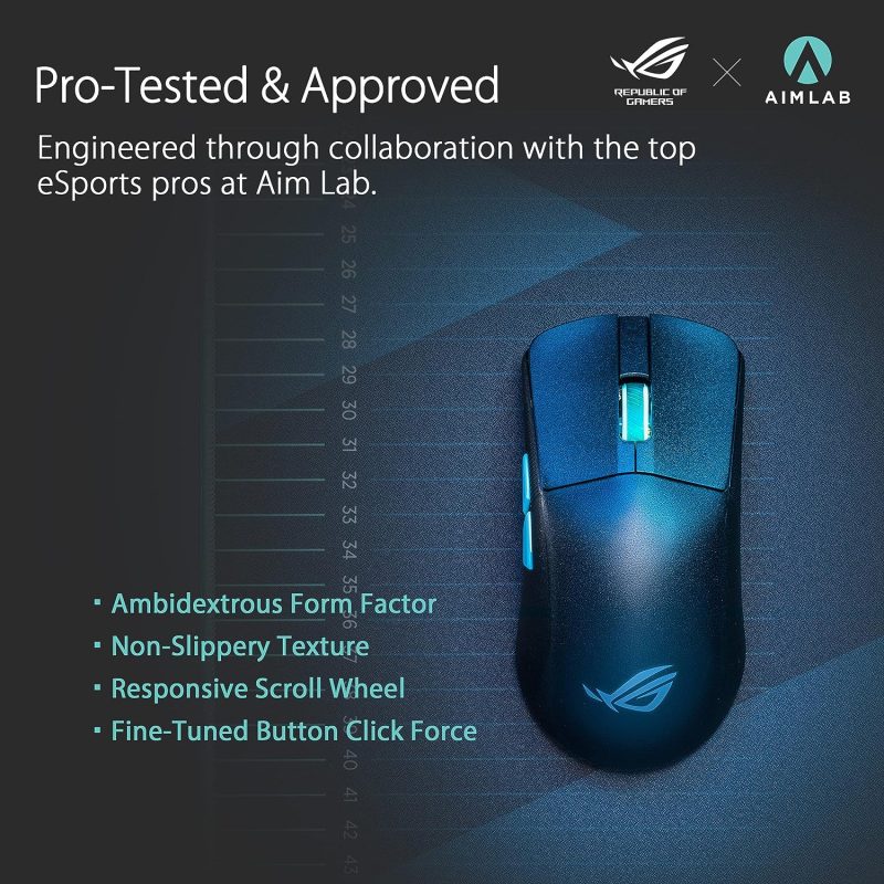 Asus P713 ROG Harpe Ace Aim Lab Edition Tri-Mode Aimpoint SpeedNova Ultra-Lightweight Wireless Gaming Mouse-Black