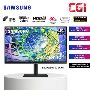 Samsung 27" LS27A800UJEXXS 5ms 60Hz UHD IPS Type-C Monitor