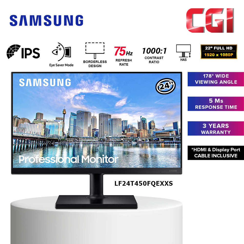 Samsung 24" LF24T450FQEXXS 5ms 75Hz IPS Freesync Professional Monitor