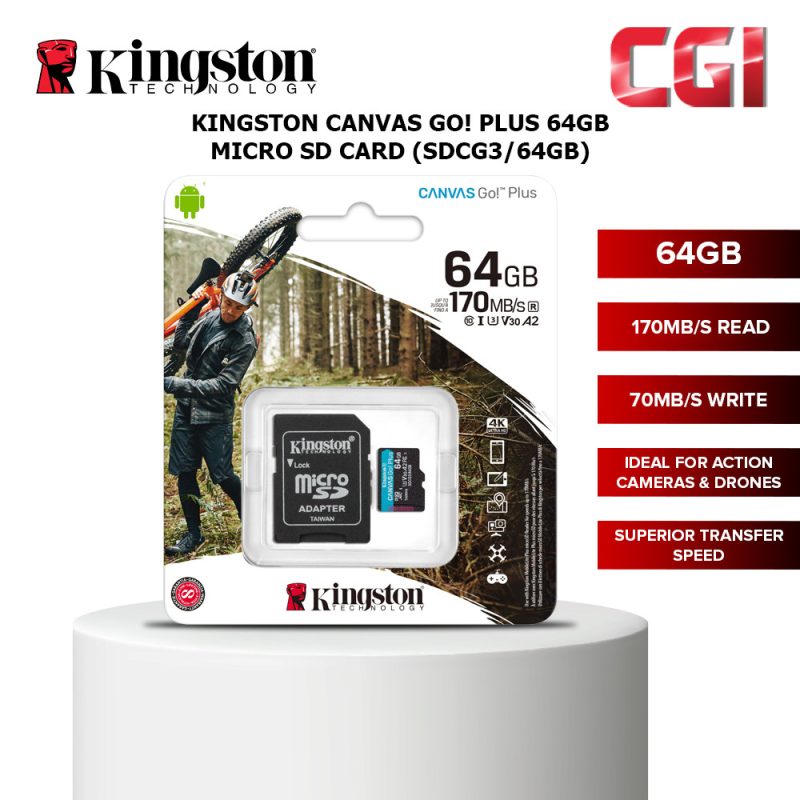 Kingston Canvas Go Plus 64GB Micro SD Card - SDCG3/64GB