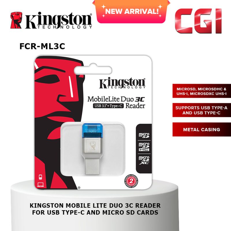Kingston MobileLite Duo 3C Reader for USB Type-C and Micro SD Cards  - FCR-ML3C